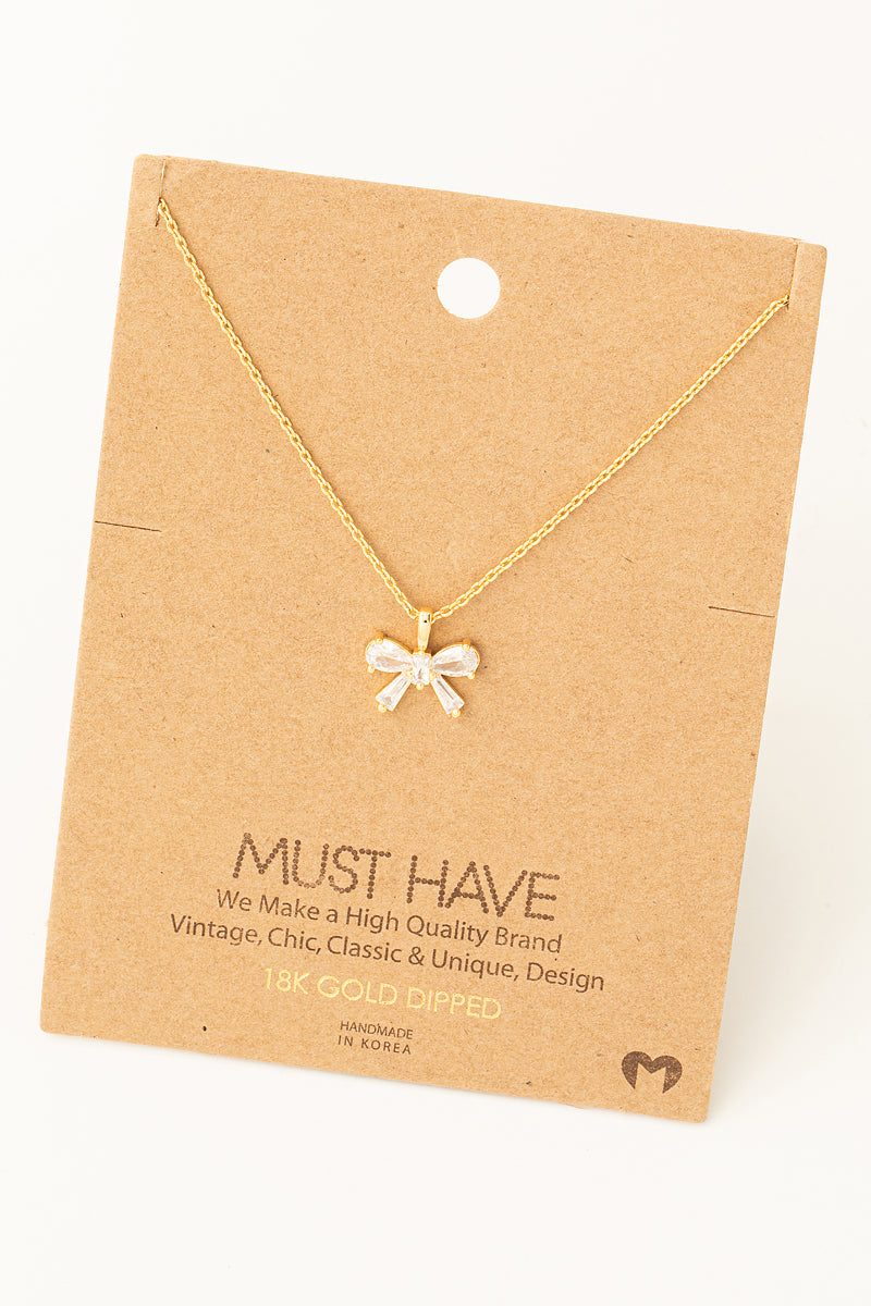 bow rhinestone necklace