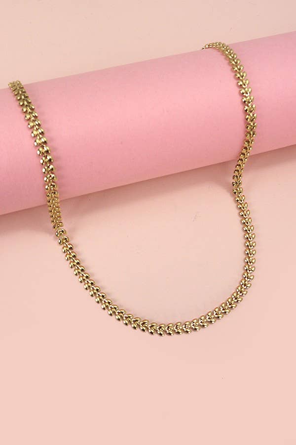 TITANIUM  STEEL NON-TARNISH LEAF CHAIN NECKLACE | 40NK329