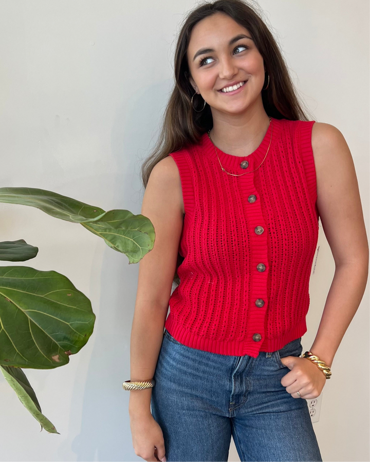 Cherry Red Knit Tank