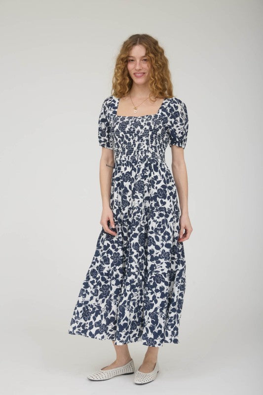 Navy Floral Midi Dress