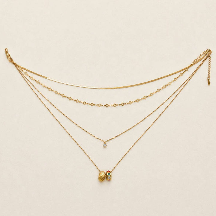 18K STAINLESS STEEL TARNISH FREE LAYERED NECKLACE | 40NK9736