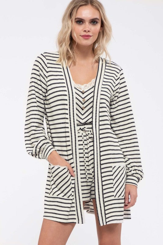 Cream Stripe Cardigan