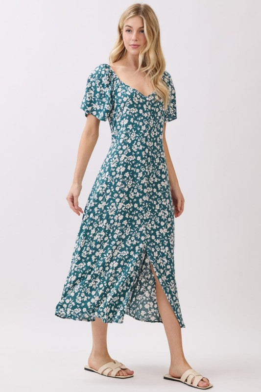 Teal Floral Midi