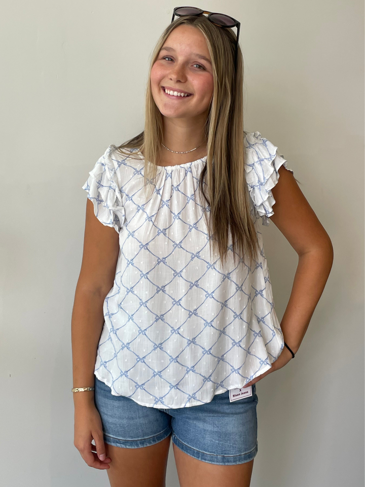 Blue Bow Blouse