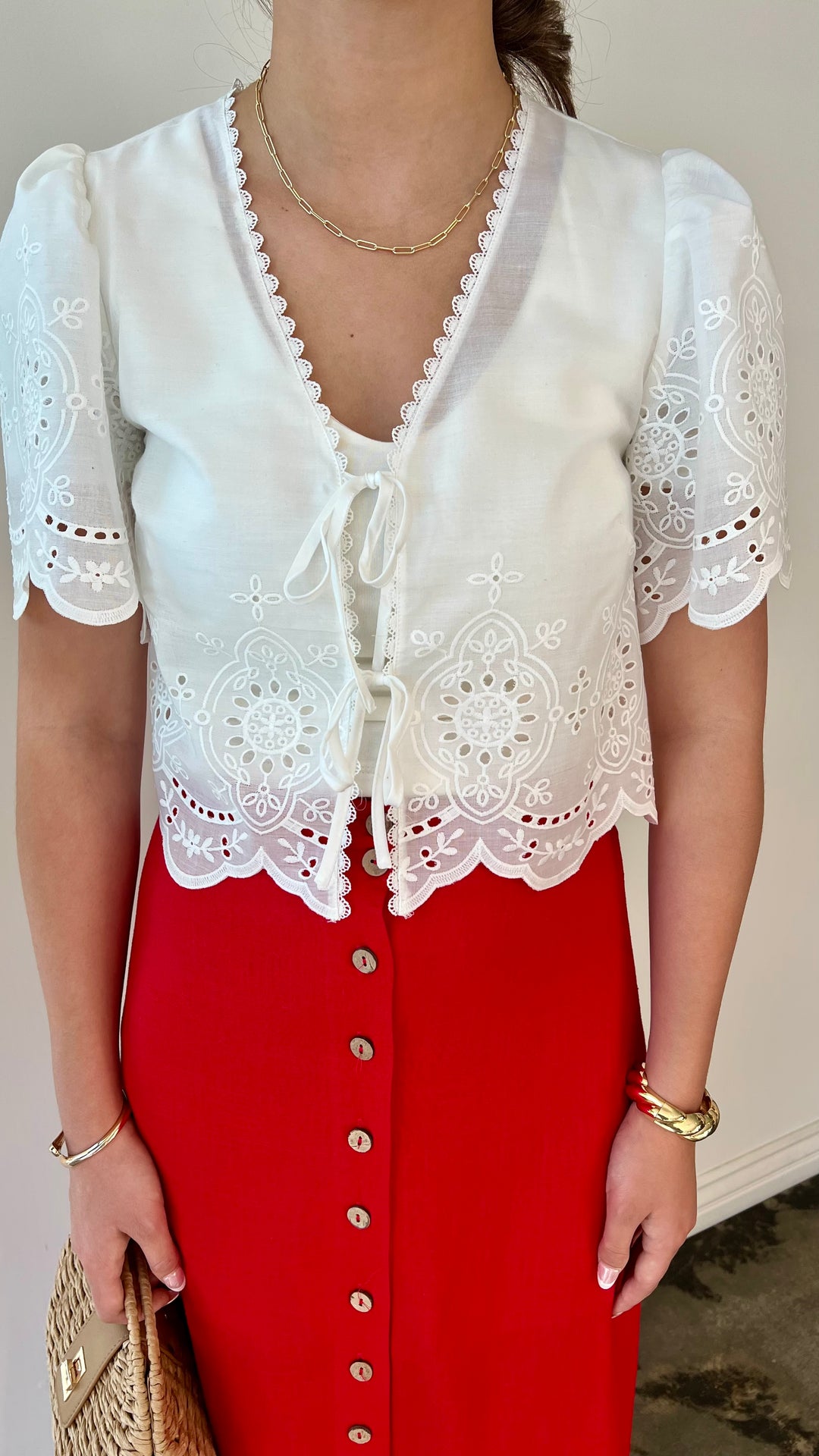 Daisy Grace Eyelet Tie Top