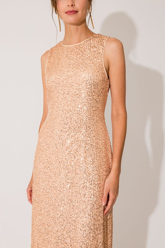 Elegant Champagne Sequin Dress