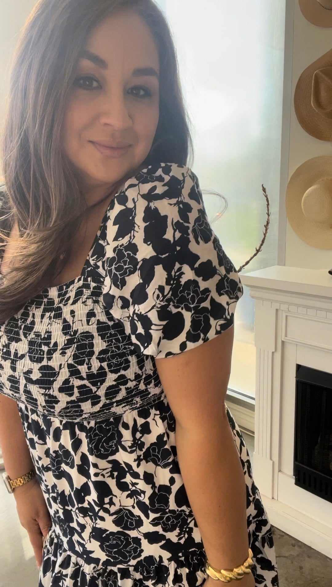 Navy Floral Midi Dress