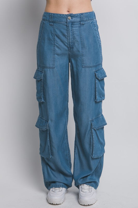 Chambray Cargo Pants