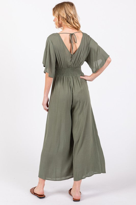 Olive Flowy Jumpsuit