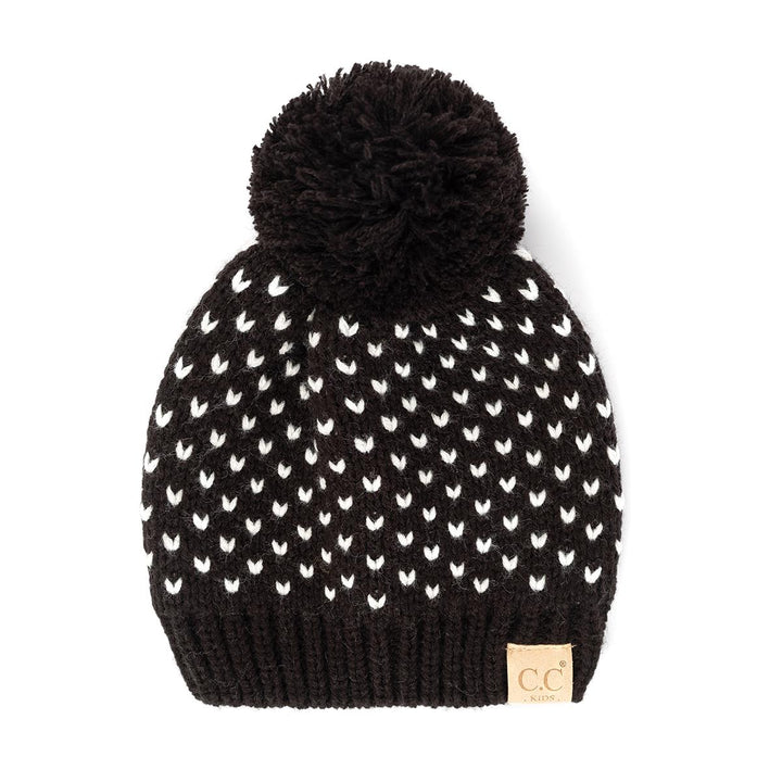 Kids heart pom beanie