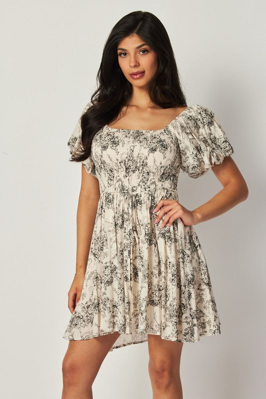 Floral Smocked Mini Dress