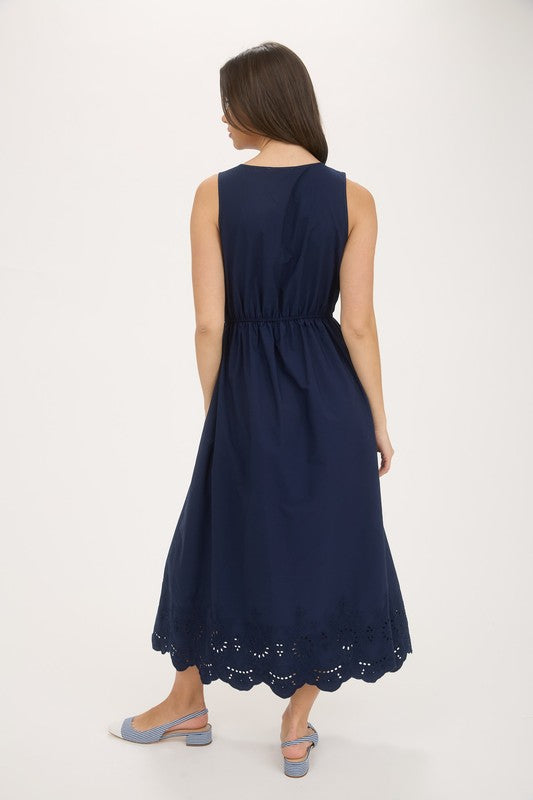 Navy Bow Midi Dress