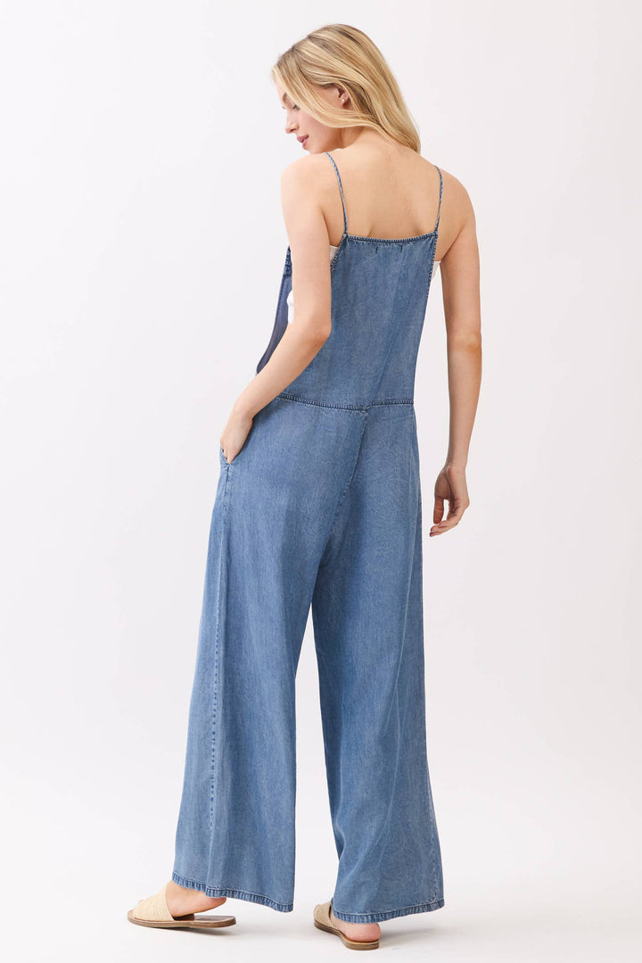 TENCEL SPAGHETTI STRAP WIDE LEG JUMPSUIT - VJ3585A