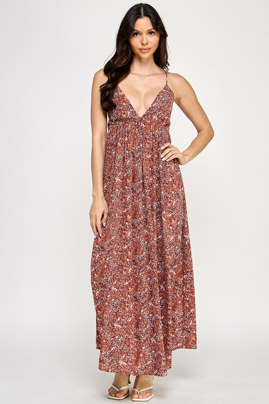 Boho Rust Floral Maxi