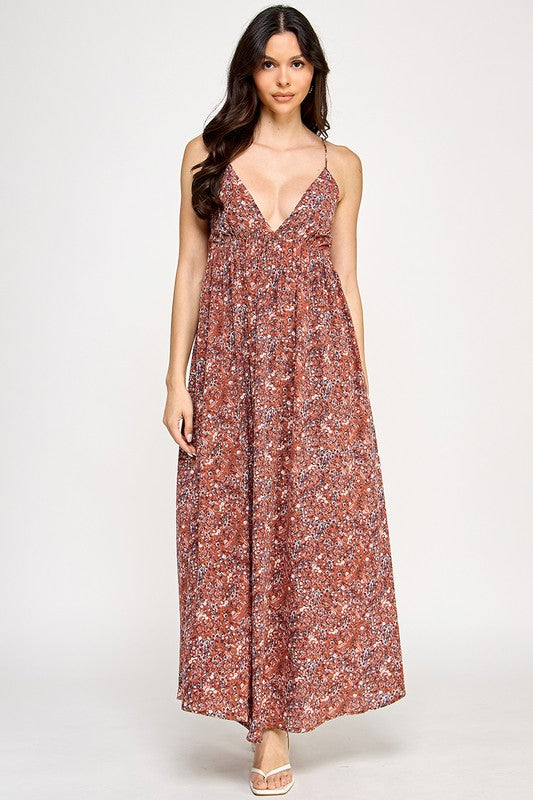 Boho Rust Floral Maxi
