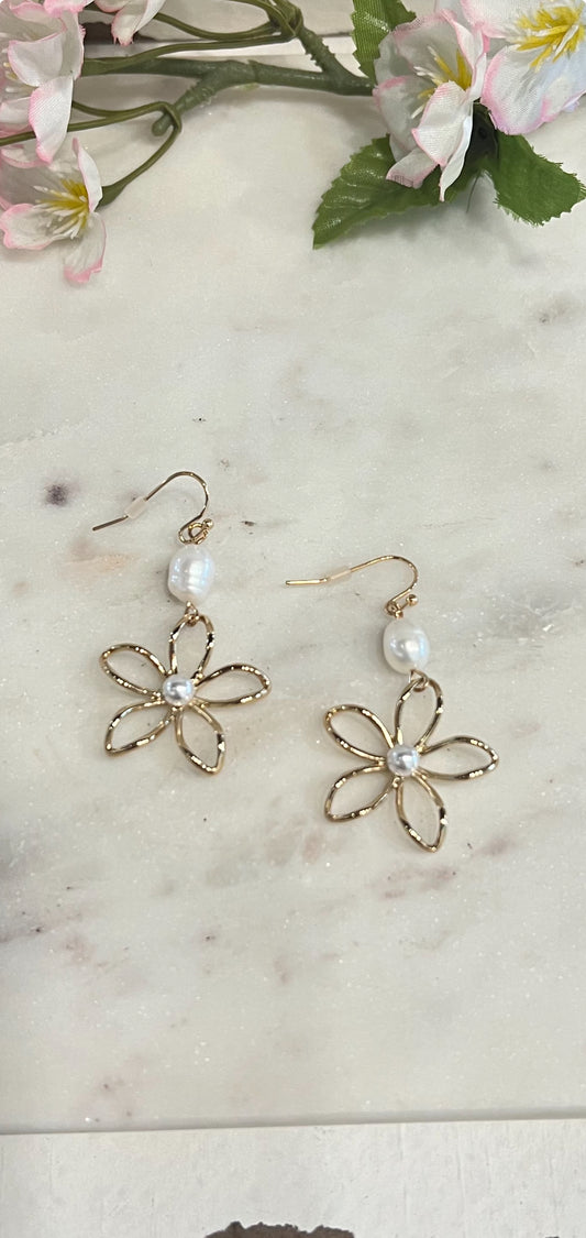 pearl flower earrings