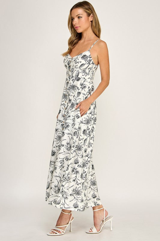 Ivory Floral Maxi Dress