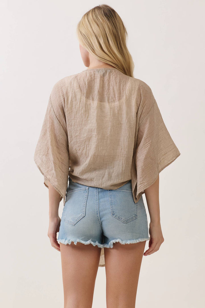 RAYON LINEN OPEN-FRONT CARDIGAN - VNC16437M8