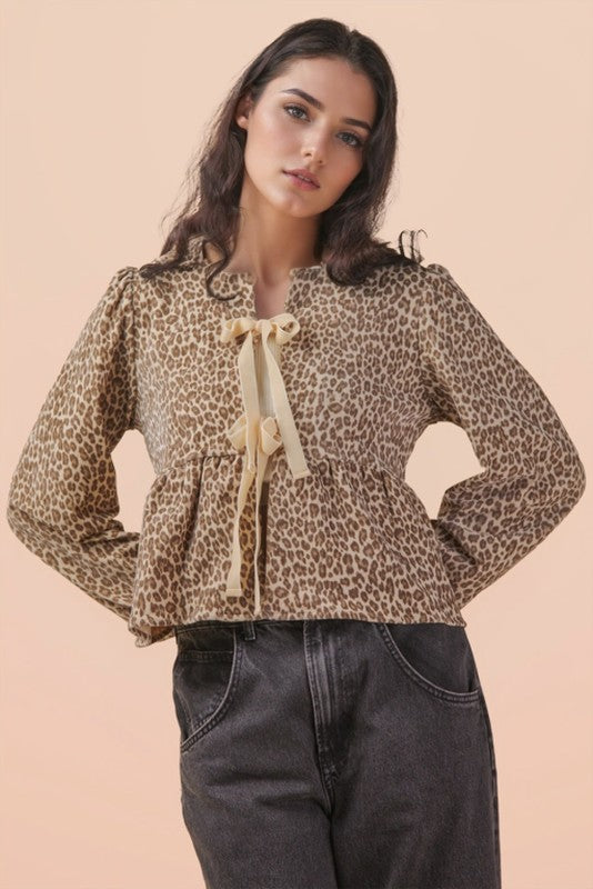 Leopard Bow Blouse