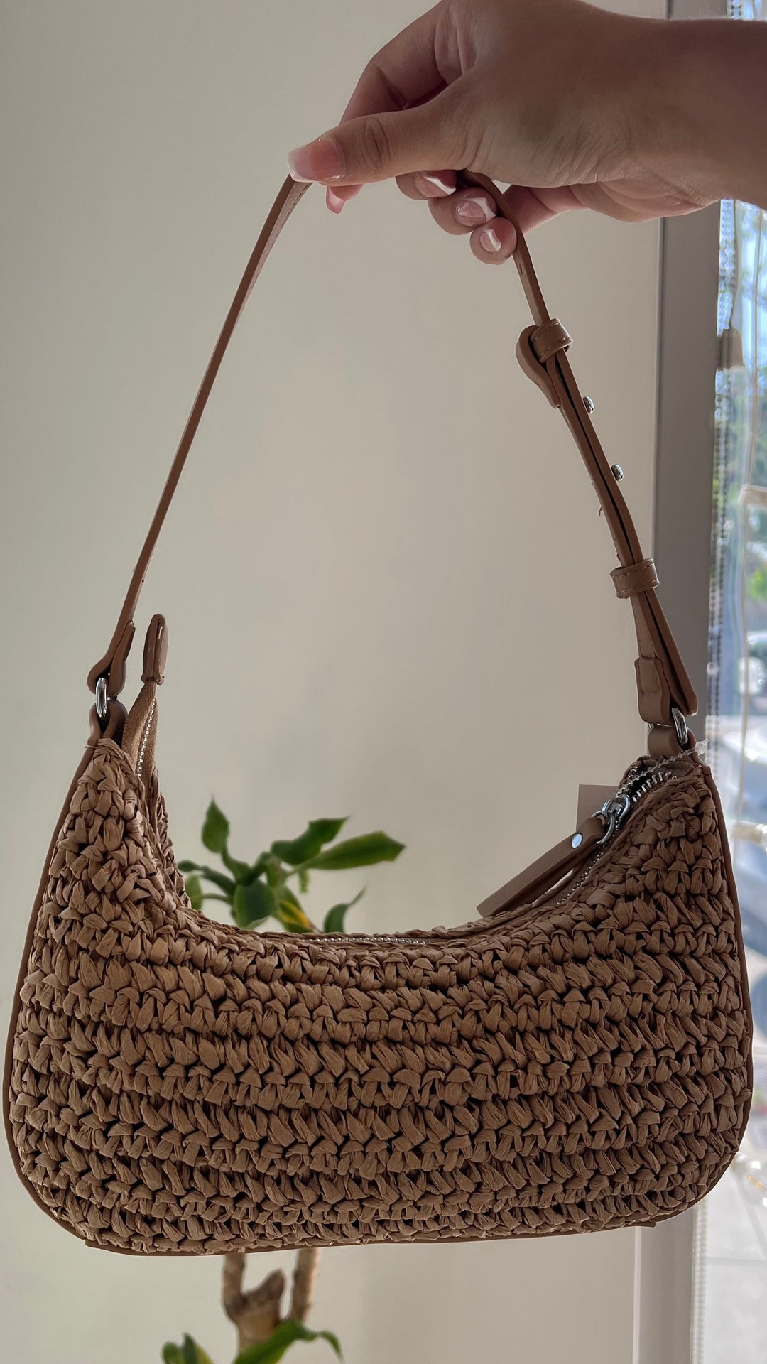 Tan Straw Woven Bag
