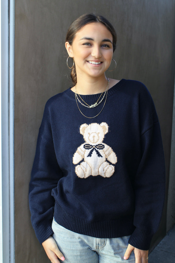 Teddy Bow Knit Sweater