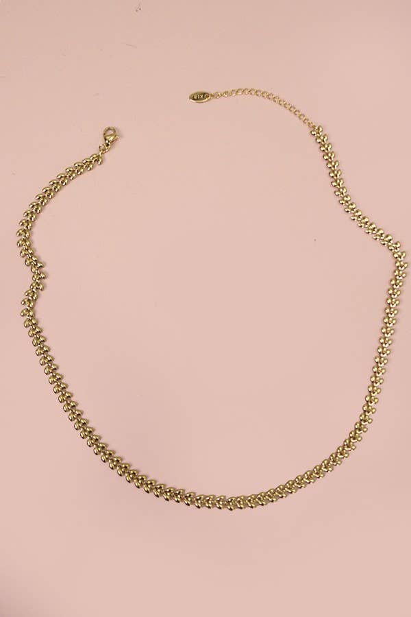 TITANIUM  STEEL NON-TARNISH LEAF CHAIN NECKLACE | 40NK329