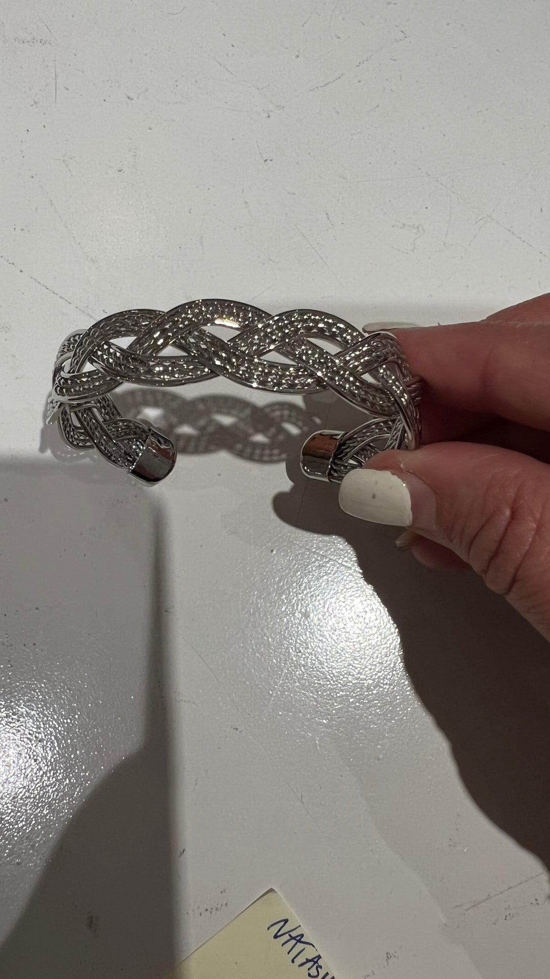 Silver braid cuff bracelet