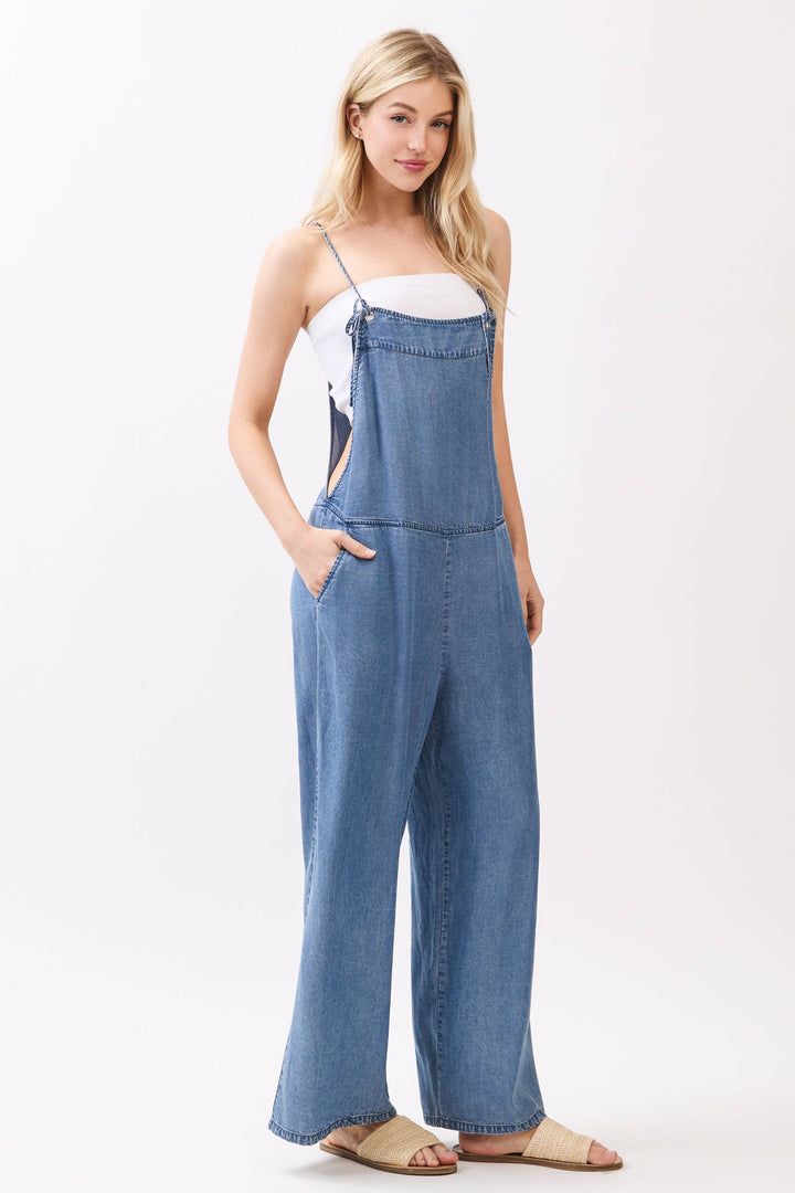 TENCEL SPAGHETTI STRAP WIDE LEG JUMPSUIT - VJ3585A
