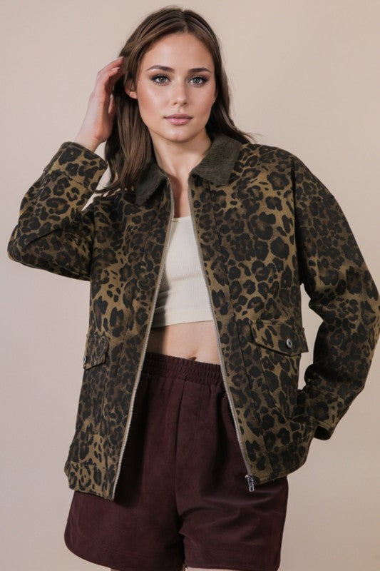 Leopard Denim Jacket