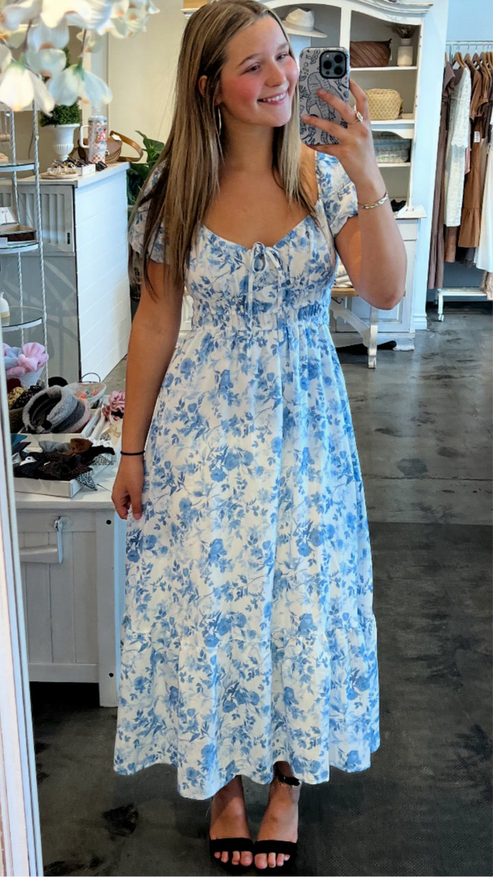 Sky Petals Maxi Dress