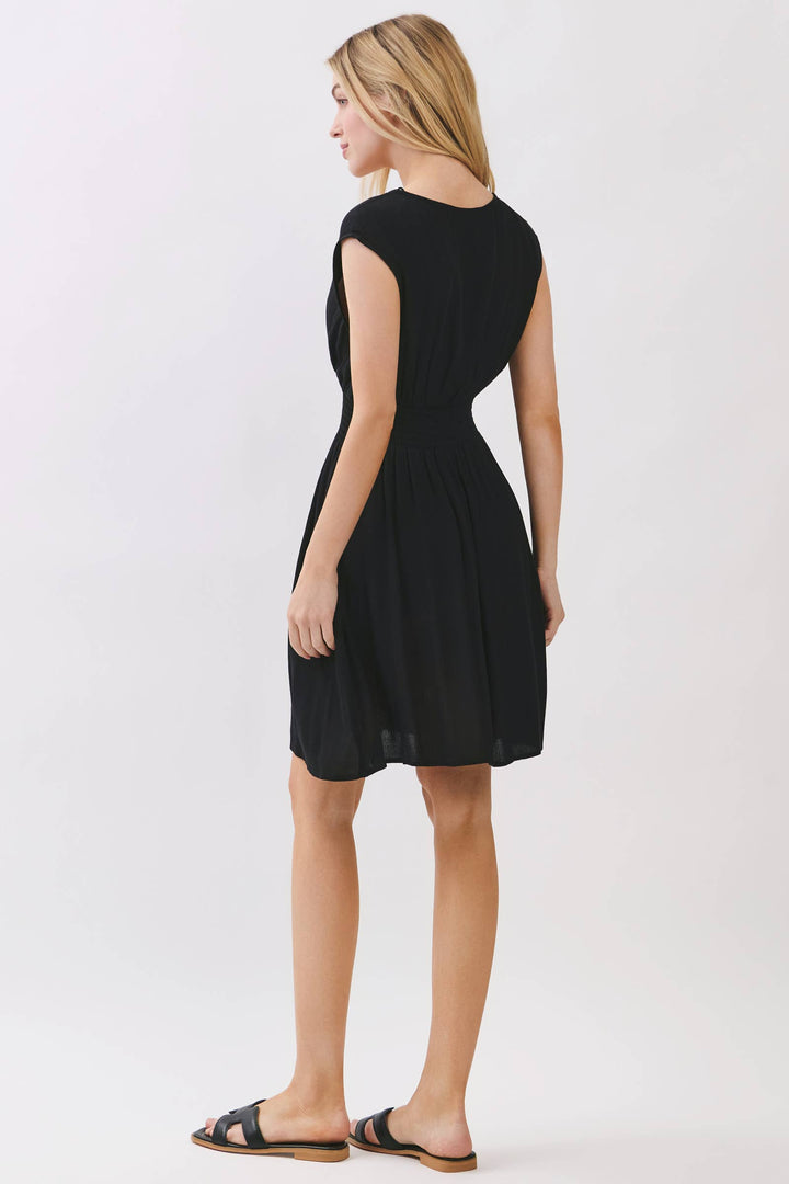 SURPLICE SMOCKED WAIST MINI DRESS - VJD400097