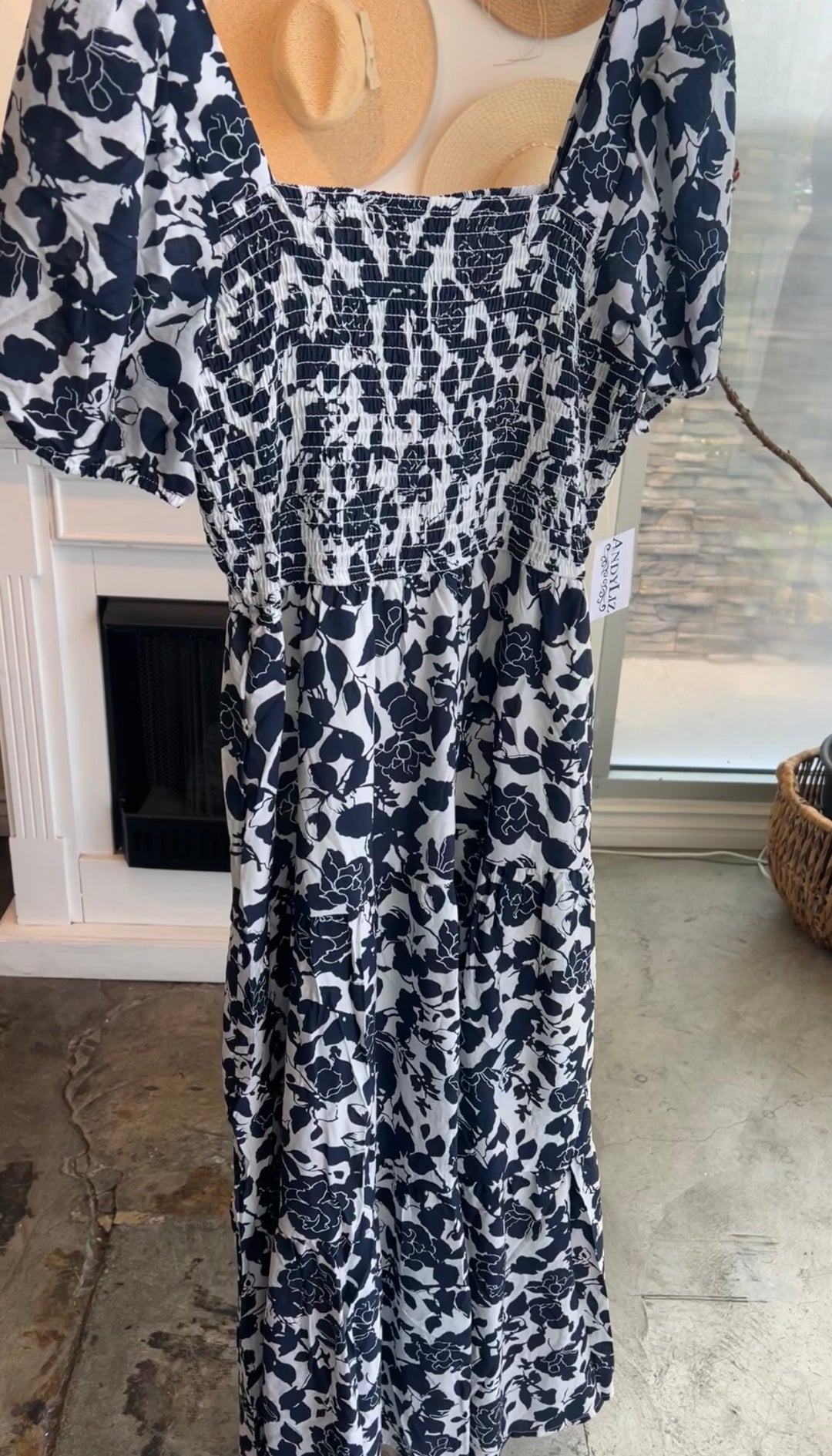 Navy Floral Midi Dress