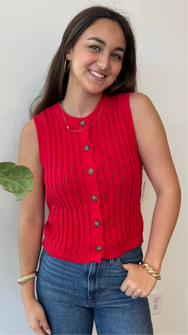 Cherry Red Knit Tank