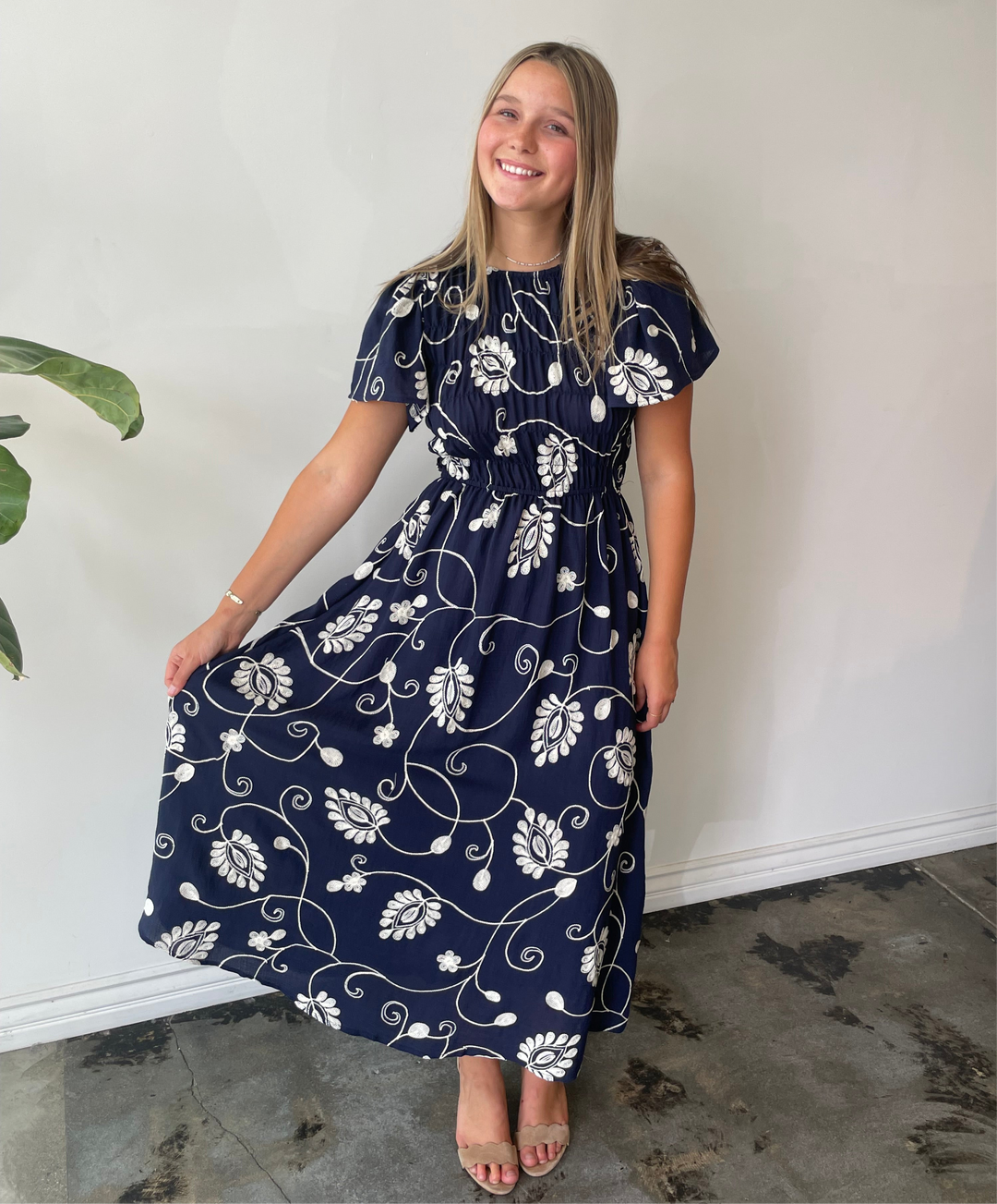 Midnight Bloom Embroidered Dress