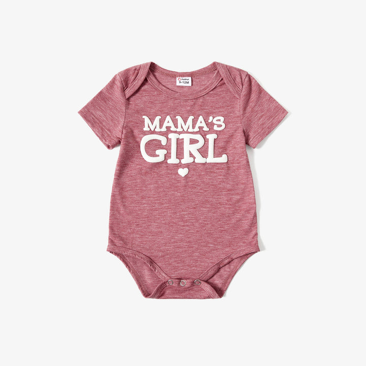 Mommy and Me Heart Pattern Cute Foam Printing Pink Tops