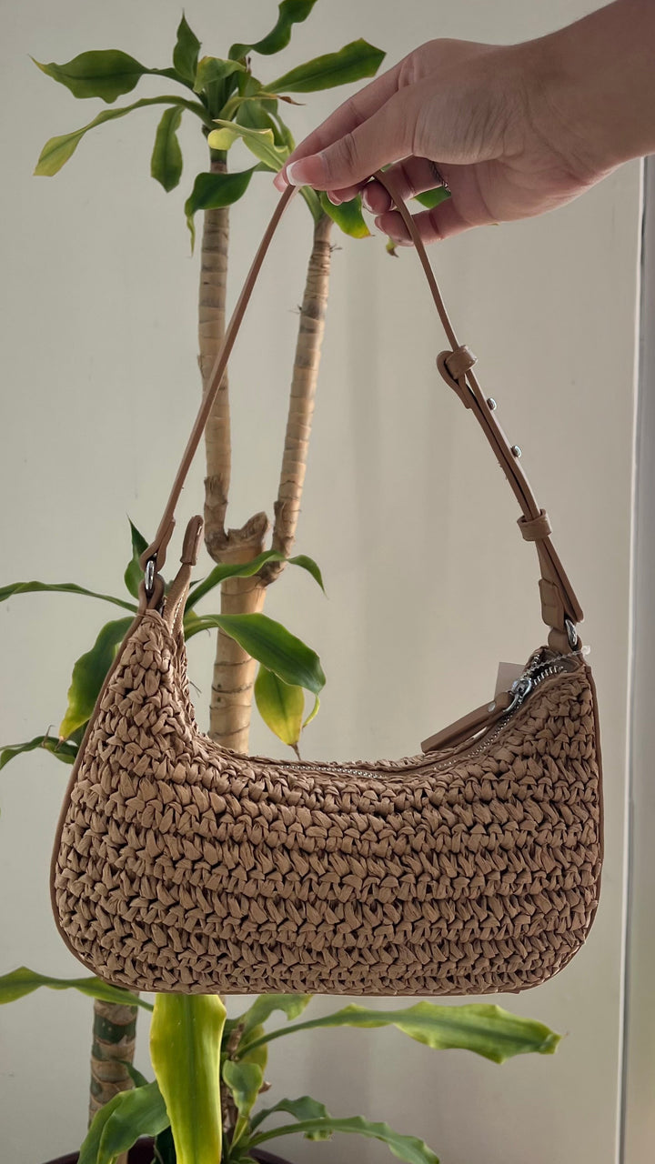 Tan Straw Woven Bag