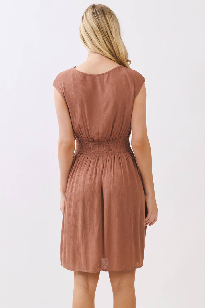 SURPLICE SMOCKED WAIST MINI DRESS - VJD400097