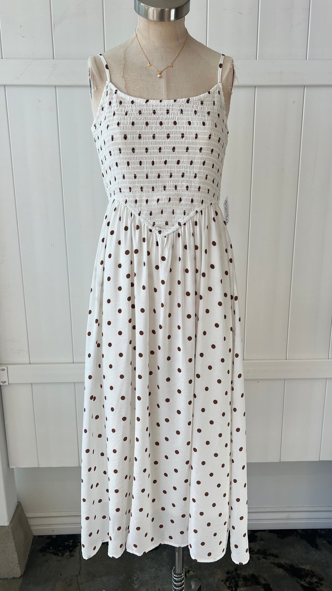 Coco Dot Smocked Midi Dress