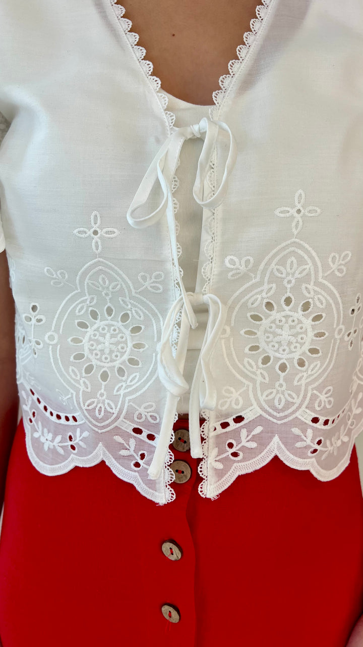 Daisy Grace Eyelet Tie Top