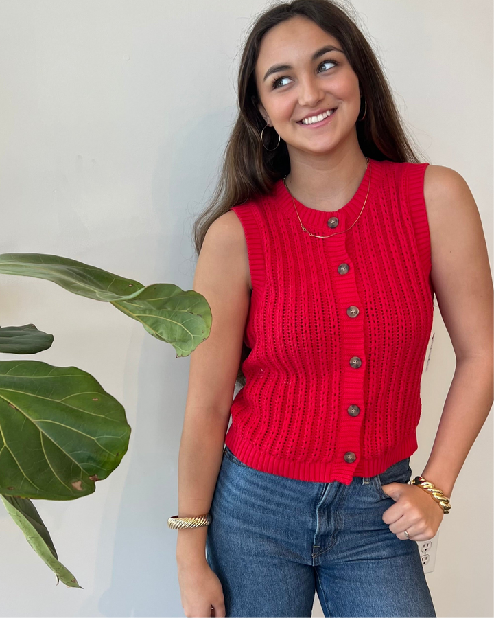Cherry Red Knit Tank