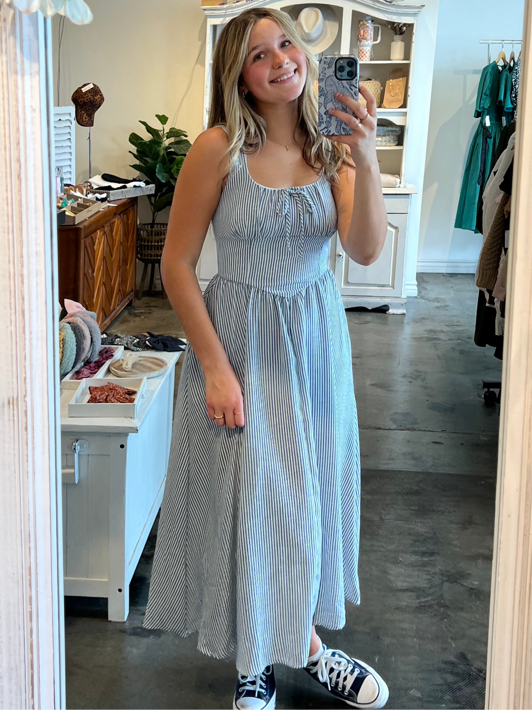 Harbor Striped Midi Dress