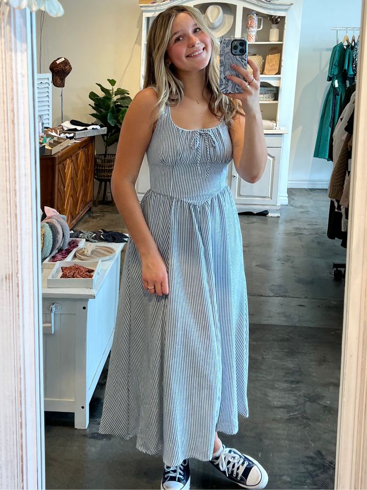 Harbor Striped Midi Dress