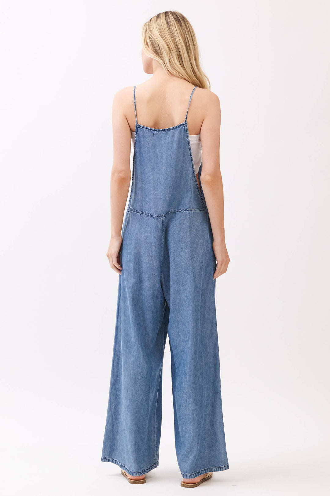 TENCEL SPAGHETTI STRAP WIDE LEG JUMPSUIT - VJ3585A