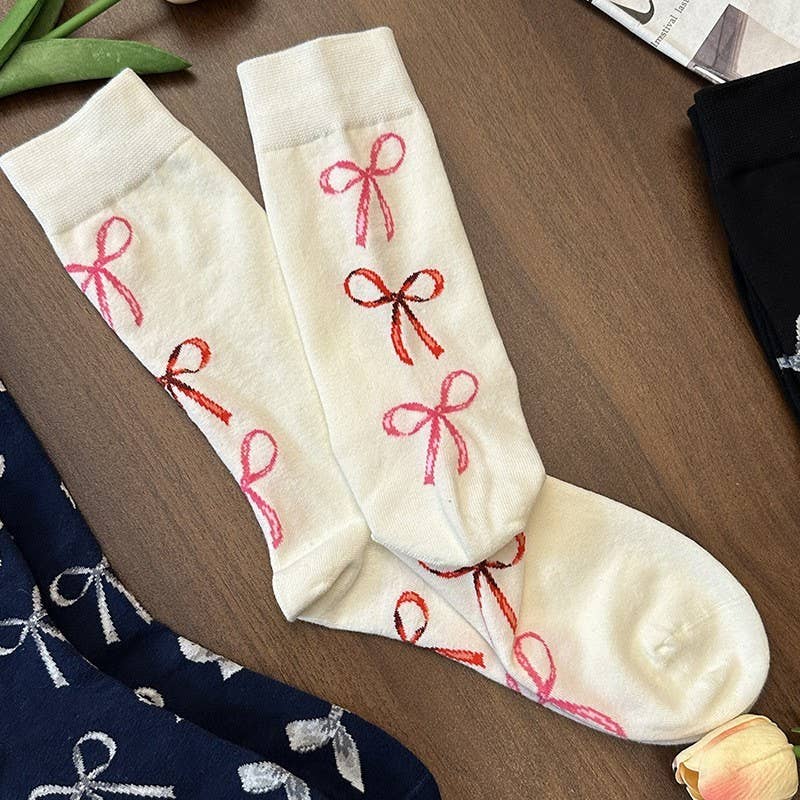 BOW  MID CALF LENGTH SOCKS | 40S02062