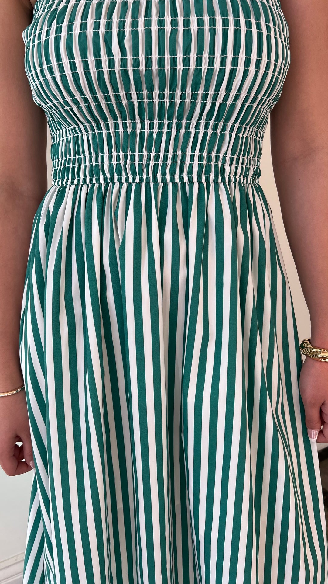 Seaside Stripes Smocked Midi Dress