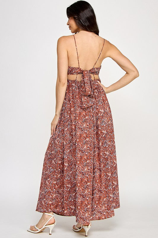 Boho Rust Floral Maxi