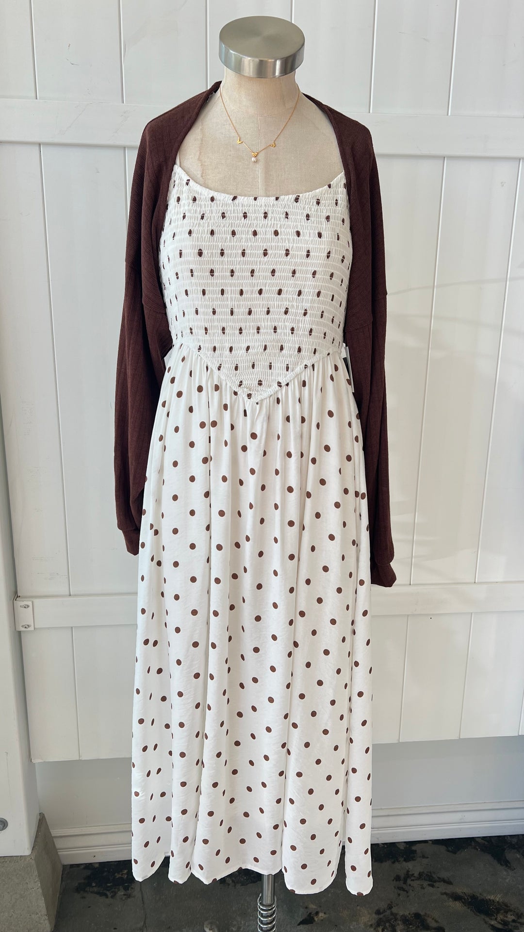 Coco Dot Smocked Midi Dress
