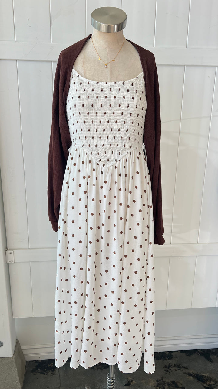 Coco Dot Smocked Midi Dress