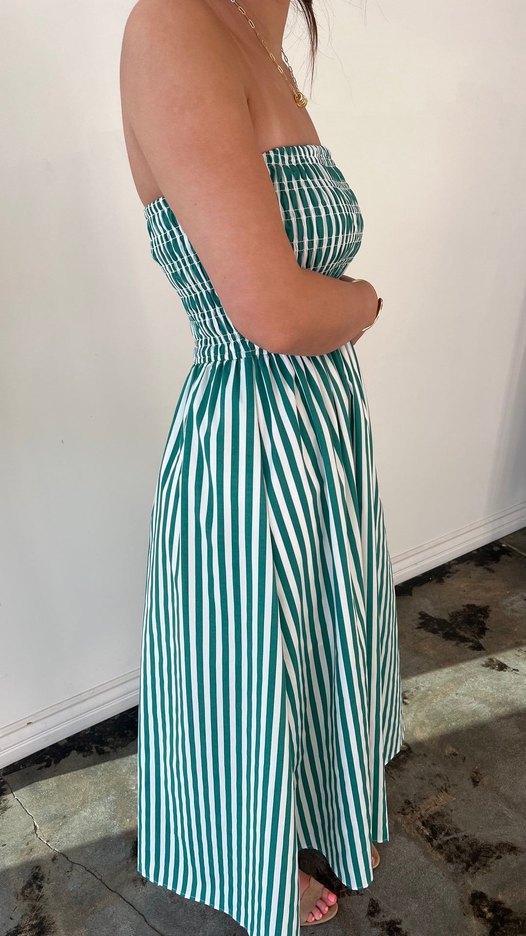 Seaside Stripes Smocked Midi Dress