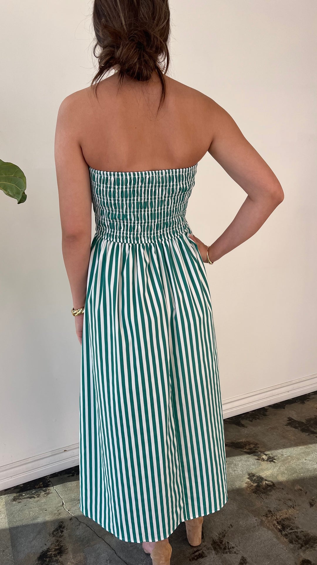 Seaside Stripes Smocked Midi Dress